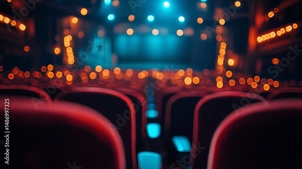 Fototapeta Enthralling Theater Ambiance: A Blur of Lights and Seats