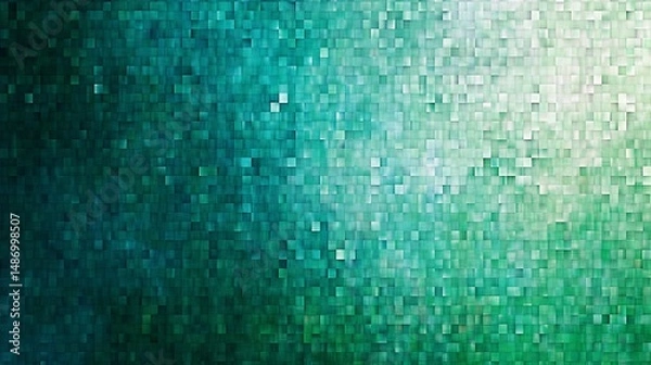 Fototapeta Abstract Teal and White Pixel Mosaic Background