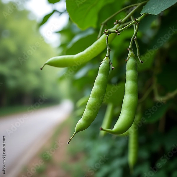 Obraz Brotes de flores de té de yuzu floreciendo en el camino arbolado del parque.