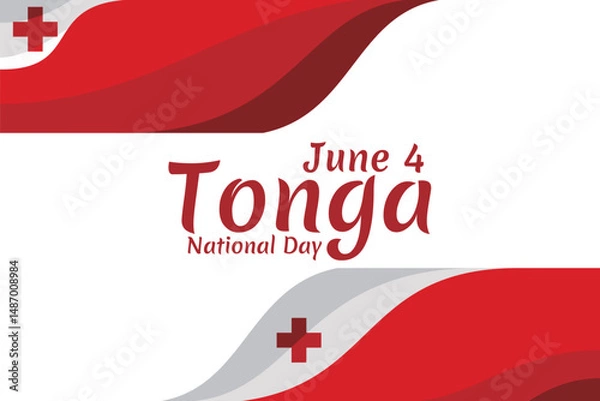 Fototapeta June 4, Independence Day of Tonga vector illustration. Suitable for greeting card, poster and banner.