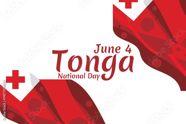 Fototapeta June 4, Independence Day of Tonga vector illustration. Suitable for greeting card, poster and banner.