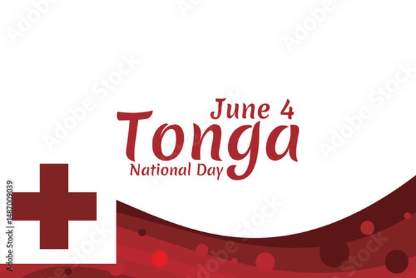 Fototapeta June 4, Independence Day of Tonga vector illustration. Suitable for greeting card, poster and banner.