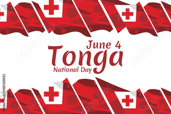 Fototapeta June 4, Independence Day of Tonga vector illustration. Suitable for greeting card, poster and banner.