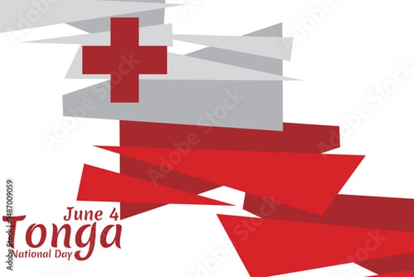 Fototapeta June 4, Independence Day of Tonga vector illustration. Suitable for greeting card, poster and banner.