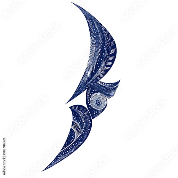 Fototapeta Abstract Arrow with Intricate Layers in Deep Indigo Isolated on Transparent Background
