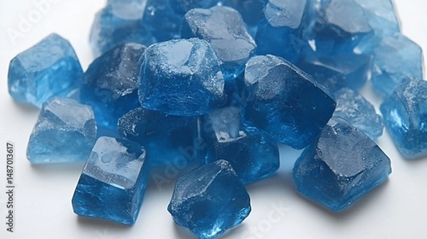 Fototapeta Close-up of Sparkling Blue Crystal Cubes