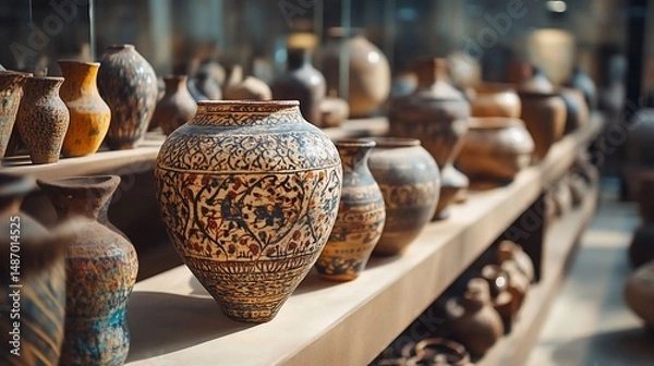 Fototapeta Ancient Pottery: Intricate Designs of a Bygone Era
