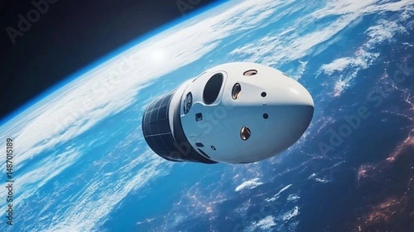 Fototapeta Spacecraft Orbiting Earth: A Celestial Perspective