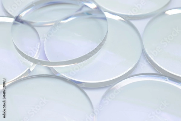Obraz Closeup of a lens on white background, glasses lenses 