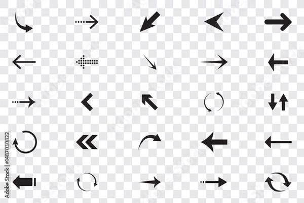 Obraz Set of new style black vector arrows isolated on white. Arrow vector icon. Set of new style black vector arrows isolated on white. Arrow vector icon eps 10
