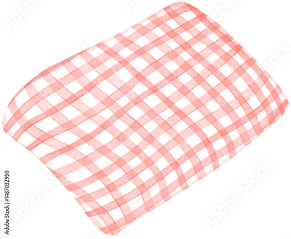 Fototapeta Red and White Picnic Blanket with Checkered Pattern