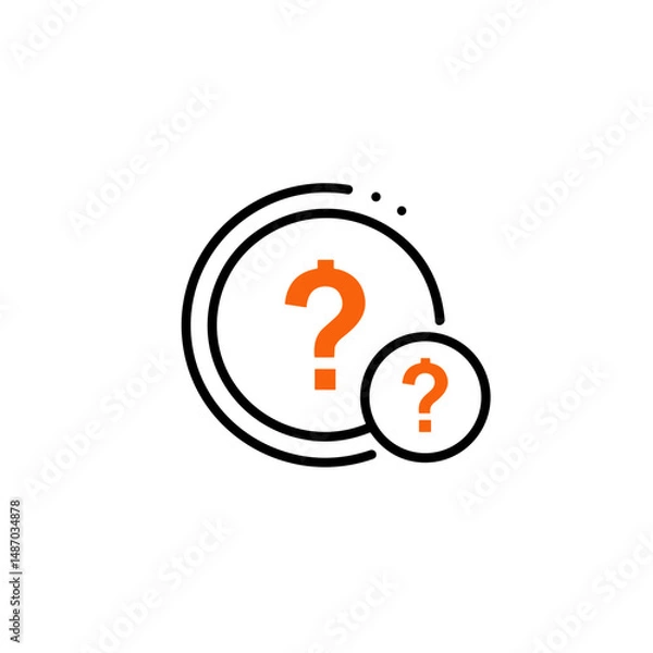 Obraz Question mark icons in simple line art style with orange accents  