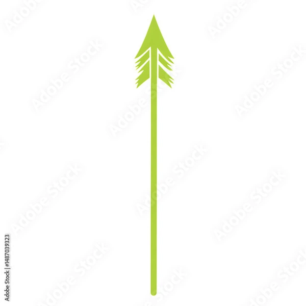 Fototapeta Minimalistic Arrow with Refined Contours in Lime Green Isolated on Transparent Background
