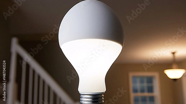 Fototapeta Bright LED Light Bulb Illuminating Modern Home Interior