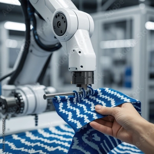 Fototapeta Precision Knitting with Robotic Arm