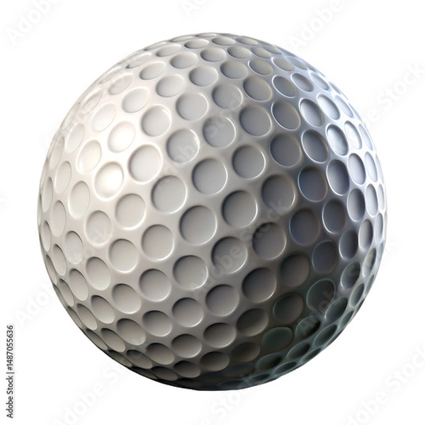Fototapeta Golf ball close up macro shot for sports equipment golfing game play course recreation white dimples pattern 