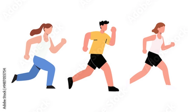 Obraz Active People Running, Diverse Individuals Exercising