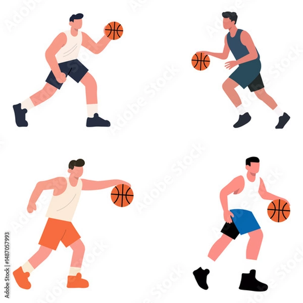 Obraz Four Basketball Players in Dynamic Action