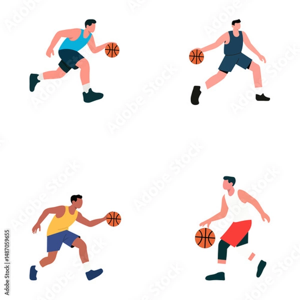 Obraz Four Basketball Players in Action