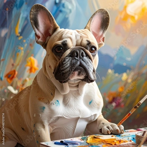 Obraz French Bulldog in painting technique