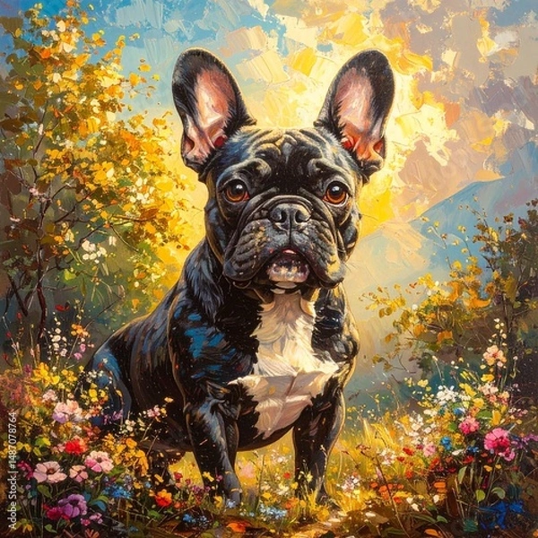 Obraz French Bulldog in painting technique