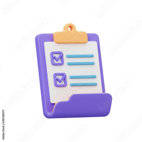 Fototapeta 3d checklist clipboard icon for task management