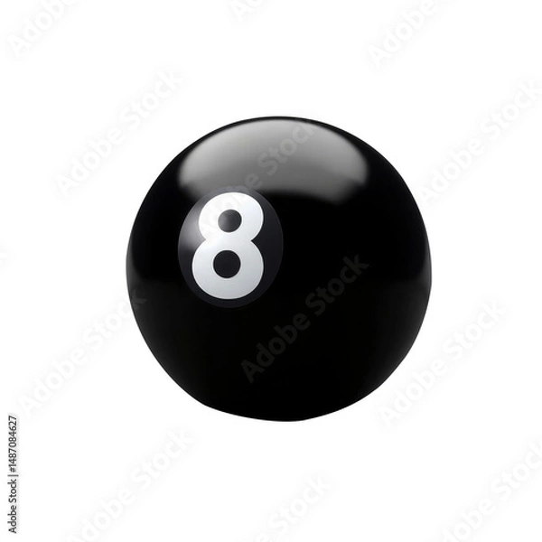 Obraz black billiard ball with transparent background PNG and JPEG image