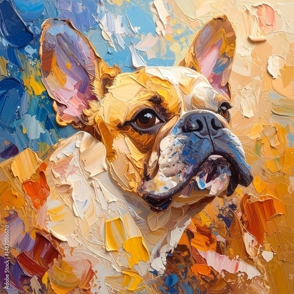 Obraz French Bulldog in palette knife technique