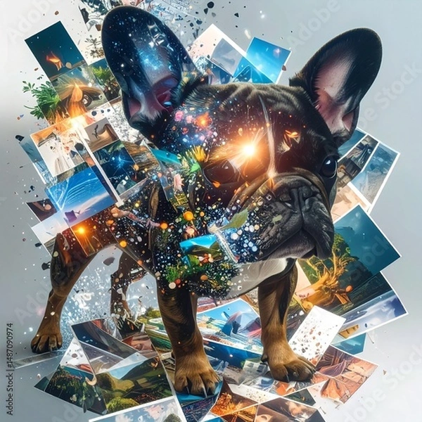 Obraz French Bulldog in photo manipulation technique