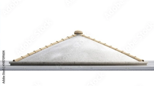 Fototapeta Beige concrete roof isolated on white background. Generative AI