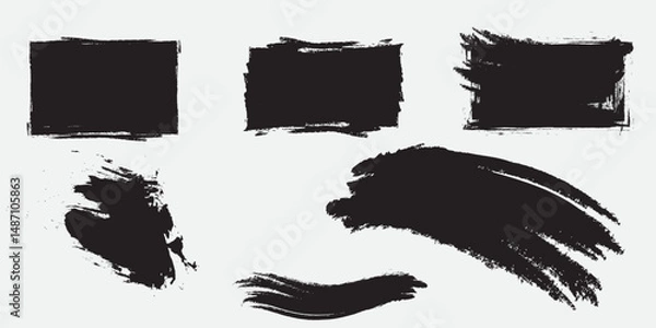 Fototapeta Brush strokes effect design with a Rectangular shape. Rectangular black color brush strokes collection design vector. Brush strokes set design. Grunge design element vector. 