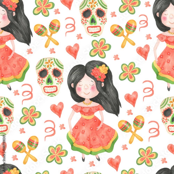 Fototapeta Pattern Cinco de Mayo character