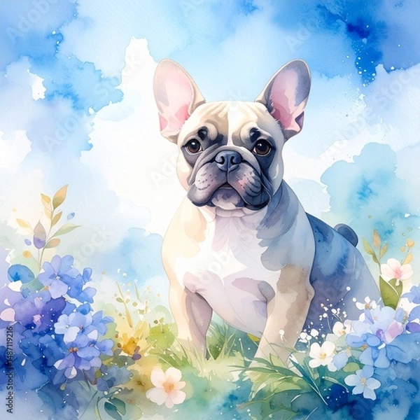 Obraz French Bulldog in watercolor technique