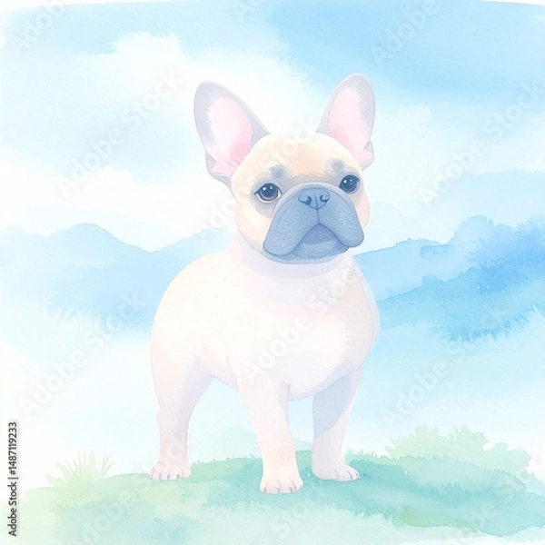 Obraz French Bulldog in watercolor technique
