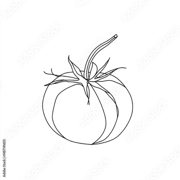 Fototapeta A simple outline drawing depicting a delicious healthy tomato