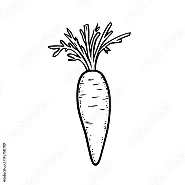 Fototapeta A simple black and white illustration of a fresh orange carrot