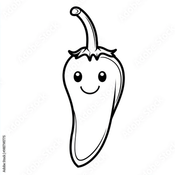 Fototapeta A friendly cartoon depiction of a chili pepper smiling brightly
