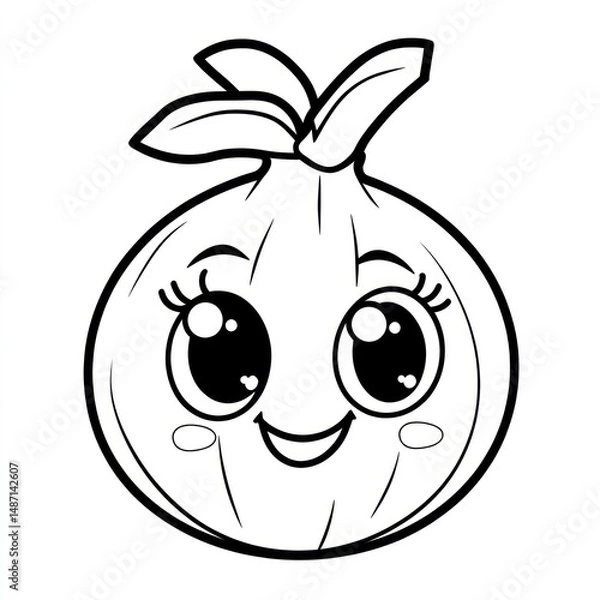 Fototapeta A smiling cartoon illustration of an adorable onion character