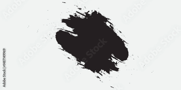 Obraz Hand drawn brush effect design with black color and in an isolated white background. Black color brush strokes collection design vector. Grunge design element vector. Brush texture design template. 