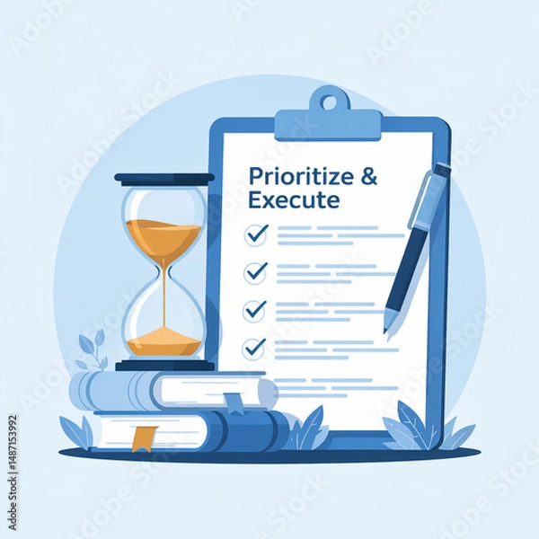 Fototapeta Prioritize tasks execute goals time management strategy