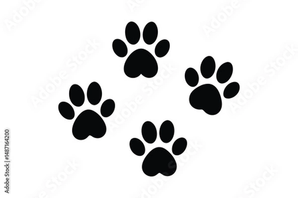 Fototapeta Cat paw Silhouette  Vector bundle  illustration, Set of Cat paw Silhouette