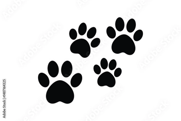 Fototapeta Cat paw Silhouette  Vector bundle  illustration, Set of Cat paw Silhouette