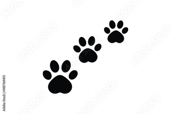 Fototapeta Cat paw Silhouette  Vector bundle  illustration, Set of Cat paw Silhouette