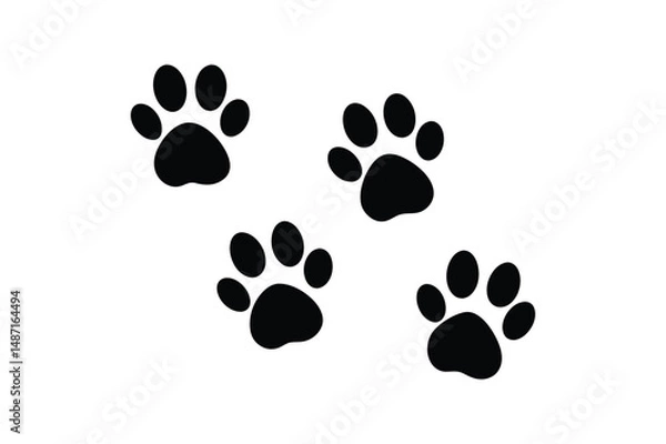 Fototapeta Cat paw Silhouette  Vector bundle  illustration, Set of Cat paw Silhouette