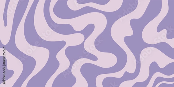 Obraz Groovy Waves Background. Psychedelic Abstract Curved Vector Background in 1970s Hippie Retro Style for Print on Textile, Wrapping Paper, Web Design. Pink, Orange, Beige Colors.