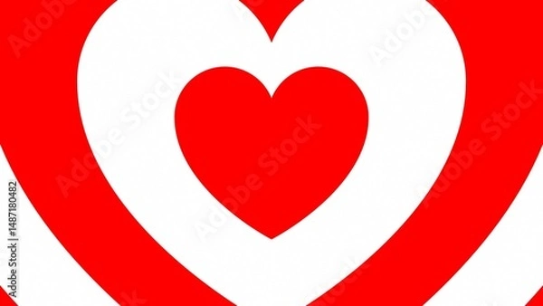 Fototapeta Expanding Red White Valentines Day Heart Shapes Growing Ending Scene - Abstract Background Texture
