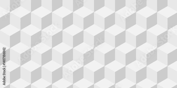 Obraz Vector Minimal cubes geometric tile and mosaic wall grid retro digital tiles wallpaper background. white and gray block cube structure square triangle texture vintage design.	
