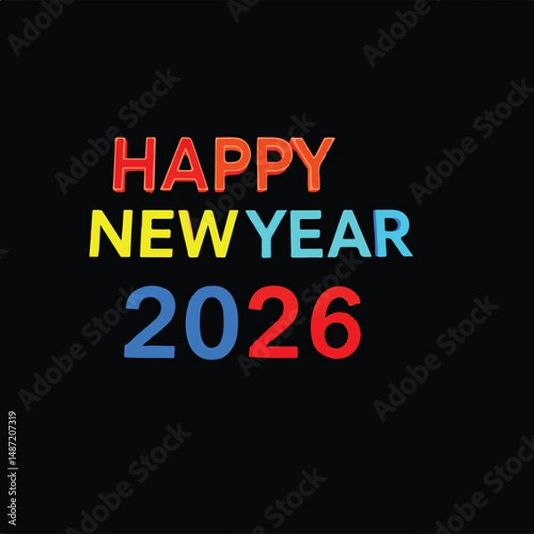 Fototapeta Happy new year 2026 concept. Happy New Year and Christmas 2026 modern art banner or background, ideal for branding, banners, greeting cards, social media, and cover designs.