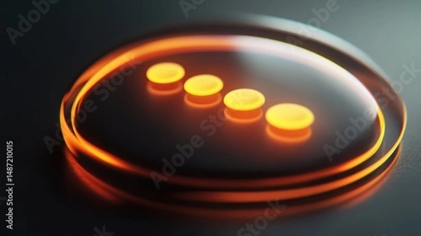 Obraz A bright red light bulb shines with a fiery orange glow against the dark night