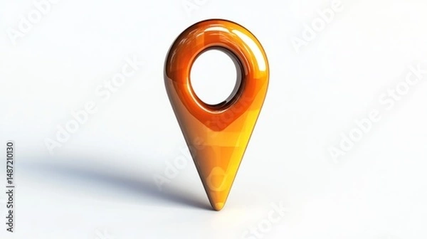 Fototapeta 3D map pointer icon marks the web location with a pin symbol for GPS navigation